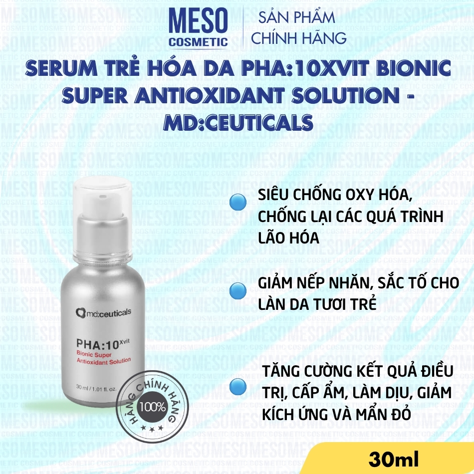 Serum Trẻ Hóa Da PHA:10XVIT Bionic Super Antioxidant Solution - MD:Ceuticals
